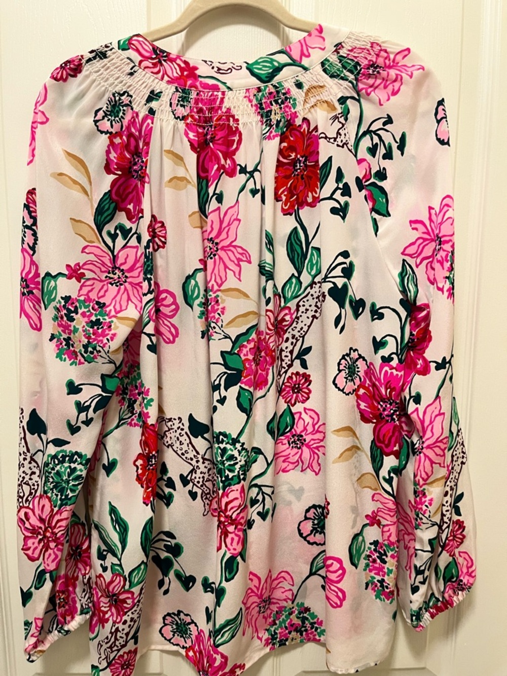 Lilly Pulitzer Pink & Green Floral Long-Sleeve Blouse - Picture 2 of 3